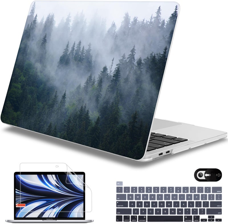 Mektron for MacBook Pro 13-inch Case 2022 2021 2020 Release A2338 M2 M1 A2289 A2251, Printing Plastic Hard Shell Cover for MacBook Pro 13.3-inch Touch Bar Fits Touch ID, Fir Forest - Image 1